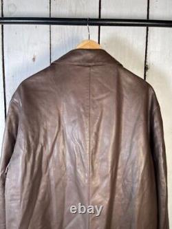 Rare Vintage Polo Ralph Lauren L 1990s Leather Long Field Coat Jacket