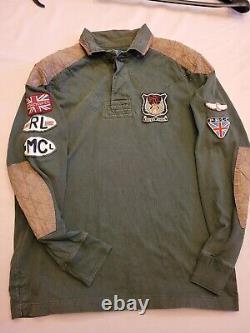 Rare Vintage Polo Ralph Lauren Motorcycle Canvass Pullover Patches Size Large