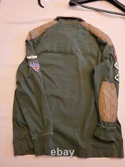 Rare Vintage Polo Ralph Lauren Motorcycle Canvass Pullover Patches Size Large
