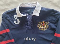 Rare Vintage Polo Ralph Lauren RLPC Equestrian Rugby # 3 Patch Navy Blue/Red