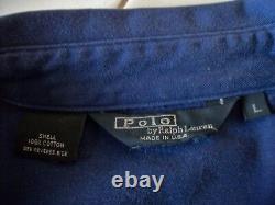 Rare Vintage Ralph Lauren Blue Polo Bear Graphic Zip-front Twill Jacket, Usa, L