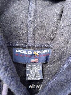 Rare Vintage Ralph Lauren Polo Sport Made in USA 90s Fleece Sherpa Hoodie Size L
