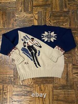 STEAL Vintage Ralph Lauren Polo Ski Sweater Snow Skiing Hand Knit Suicide 1992 M