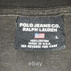 VINTAGE 90s American Flag Polo Jeans Company Ralph Lauren Black T-Shirt Large