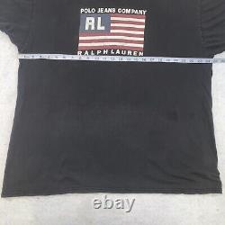 VINTAGE 90s American Flag Polo Jeans Company Ralph Lauren Black T-Shirt Large