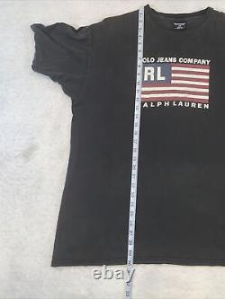 VINTAGE 90s American Flag Polo Jeans Company Ralph Lauren Black T-Shirt Large