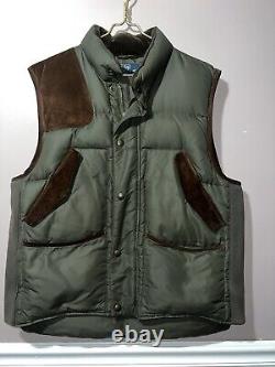 VINTAGE POLO RALPH LAUREN GOOSE DOWN SUEDE TRIM HUNTING VEST large