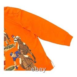 VINTAGE POLO RALPH LAUREN MENS 5 HORSEMAN EQUESTRIAN RUGBY Orange Large