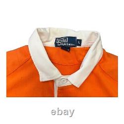 VINTAGE POLO RALPH LAUREN MENS 5 HORSEMAN EQUESTRIAN RUGBY Orange Large