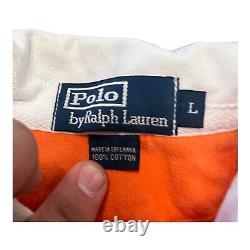 VINTAGE POLO RALPH LAUREN MENS 5 HORSEMAN EQUESTRIAN RUGBY Orange Large