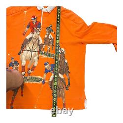 VINTAGE POLO RALPH LAUREN MENS 5 HORSEMAN EQUESTRIAN RUGBY Orange Large