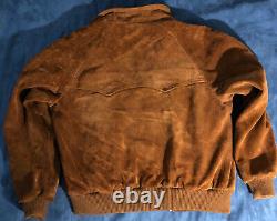 VINTAGE POLO RALPH LAUREN MEN'S ZIP UP SUEDE BOMBER JACKET With LINING SIZE LARGE