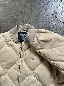 VINTAGE POLO RALPH LAUREN QUILTED PUFFER DOWN JACKET SIZE L Bomber Tan