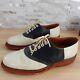 Vintage Polo Ralph Lauren Shoes Leather 8.5 Black Oxford Saddle White 50s Vhtf