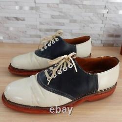 VINTAGE Polo RALPH LAUREN Shoes Leather 8.5 Black Oxford Saddle White 50s VHTF