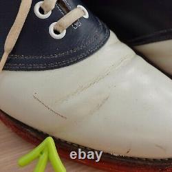 VINTAGE Polo RALPH LAUREN Shoes Leather 8.5 Black Oxford Saddle White 50s VHTF