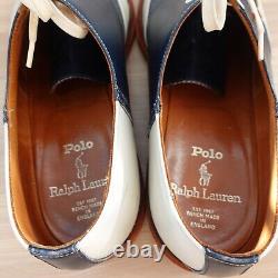 VINTAGE Polo RALPH LAUREN Shoes Leather 8.5 Black Oxford Saddle White 50s VHTF