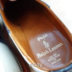 VINTAGE Polo RALPH LAUREN Shoes Leather 8.5 Black Oxford Saddle White 50s VHTF