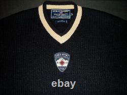 VINTAGE Polo RALPH LAUREN Sportsman Men Sport V-Neck Sweater Sz M 1967 PATCH 90s