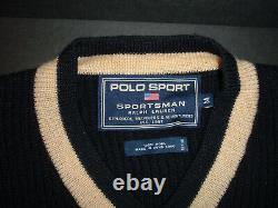 VINTAGE Polo RALPH LAUREN Sportsman Men Sport V-Neck Sweater Sz M 1967 PATCH 90s