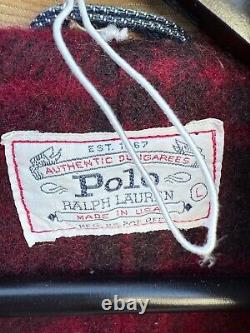 VINTAGE Polo Ralph Lauren Denim Chore Jacket Mens L Blue Wool Lined USA V13