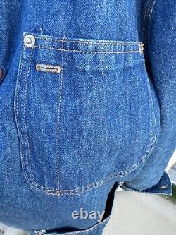 VINTAGE Polo Ralph Lauren Denim Chore Jacket Mens L Blue Wool Lined USA V13