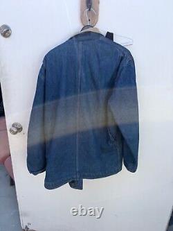VINTAGE Polo Ralph Lauren Denim Chore Jacket Mens L Blue Wool Lined USA V13