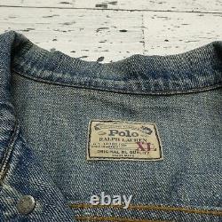 VINTAGE Polo Ralph Lauren Denim Trucker Jacket Size M/L Blue Cotton Jean