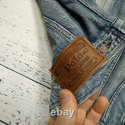 VINTAGE Polo Ralph Lauren Denim Trucker Jacket Size M/L Blue Cotton Jean