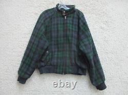 VINTAGE Polo Ralph Lauren Jacket Extra Large Green Blue Wool Tartan Bomber Mens