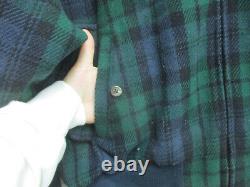 VINTAGE Polo Ralph Lauren Jacket Extra Large Green Blue Wool Tartan Bomber Mens