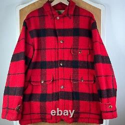 VINTAGE Polo Ralph Lauren Jacket Mens Large Red Buffalo Plaid Sportsman Mackinaw