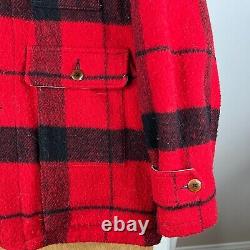 VINTAGE Polo Ralph Lauren Jacket Mens Large Red Buffalo Plaid Sportsman Mackinaw