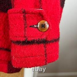 VINTAGE Polo Ralph Lauren Jacket Mens Large Red Buffalo Plaid Sportsman Mackinaw