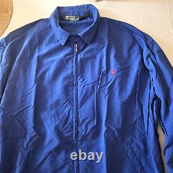 VINTAGE! Polo Ralph Lauren Jacket Windbreaker Men XL Zip Nylon Cobalt Blue New