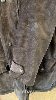 VINTAGE Polo Ralph Lauren MENS Suede Jacket Brown Quilted Sz XL TALL NICE