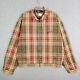 Vintage Polo Ralph Lauren Men Jacket Large Beige Plaid Full Zip Long Sleeve
