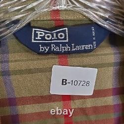 VINTAGE Polo Ralph Lauren Men Jacket Large Beige Plaid Full Zip Long Sleeve