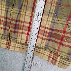 VINTAGE Polo Ralph Lauren Men Jacket Large Beige Plaid Full Zip Long Sleeve