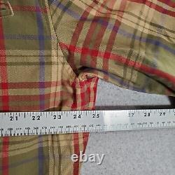 VINTAGE Polo Ralph Lauren Men Jacket Large Beige Plaid Full Zip Long Sleeve