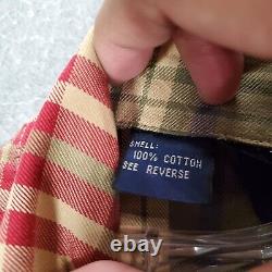 VINTAGE Polo Ralph Lauren Men Jacket Large Beige Plaid Full Zip Long Sleeve