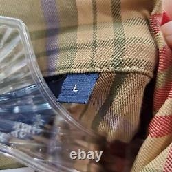 VINTAGE Polo Ralph Lauren Men Jacket Large Beige Plaid Full Zip Long Sleeve