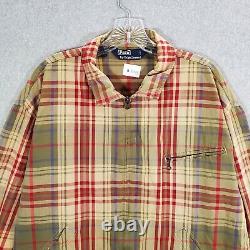 VINTAGE Polo Ralph Lauren Men Jacket Large Beige Plaid Full Zip Long Sleeve