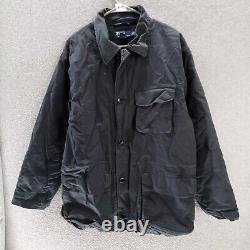 VINTAGE Polo Ralph Lauren Men Jacket Medium Black Wool Quilt Lined Chore Barn