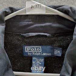 VINTAGE Polo Ralph Lauren Men Jacket Medium Black Wool Quilt Lined Chore Barn
