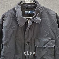 VINTAGE Polo Ralph Lauren Men Jacket Medium Black Wool Quilt Lined Chore Barn