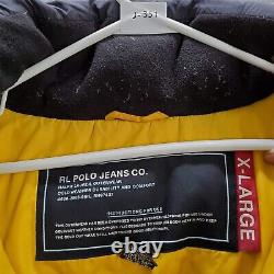 VINTAGE Polo Ralph Lauren Men Jacket XL Black Puffer Gold Logo Down Feather