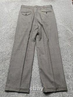 VINTAGE Polo Ralph Lauren Pants 34X30 Houndstooth Made USA Pleated Mens