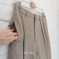 VINTAGE Polo Ralph Lauren Pants Men 34x34 Beige Tweed Cotton Herringbone Pleated