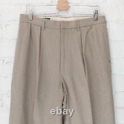 VINTAGE Polo Ralph Lauren Pants Men 34x34 Beige Tweed Cotton Herringbone Pleated